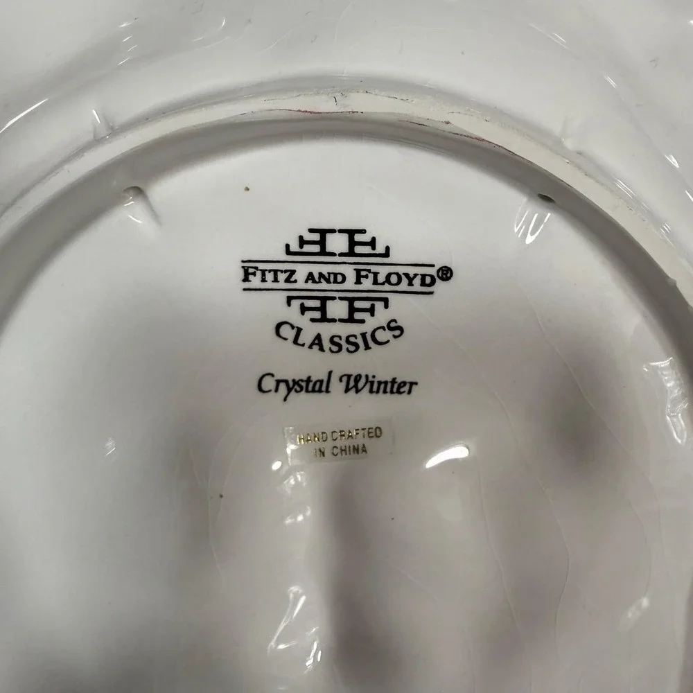 Fitz and Floyd Classics Crystal Winter Santa Claus Face‎ Platter Hand Crafted